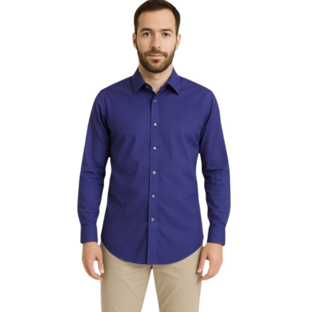 Calvin Klein Men’s Slim Fit Blue Button-Down Dress Shirt Non-Iron 16.5 32/33
